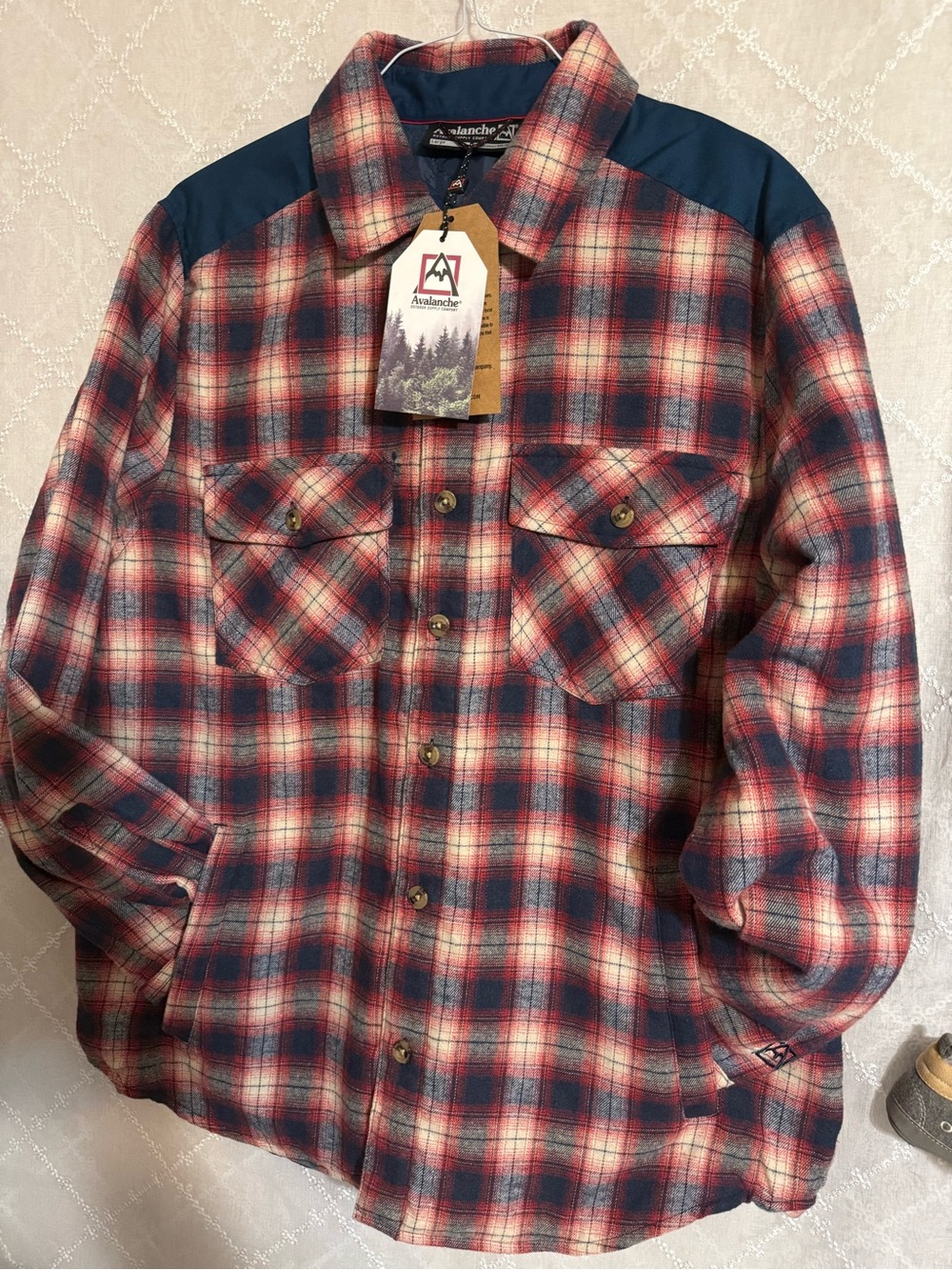 Avalanche Red & Navy Plaid Lightweight Shirt Jacket